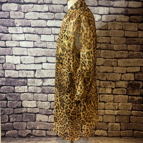 Resume' Animal Print Sheer Blouse W/ Blk Tank - Picture 4 of 8